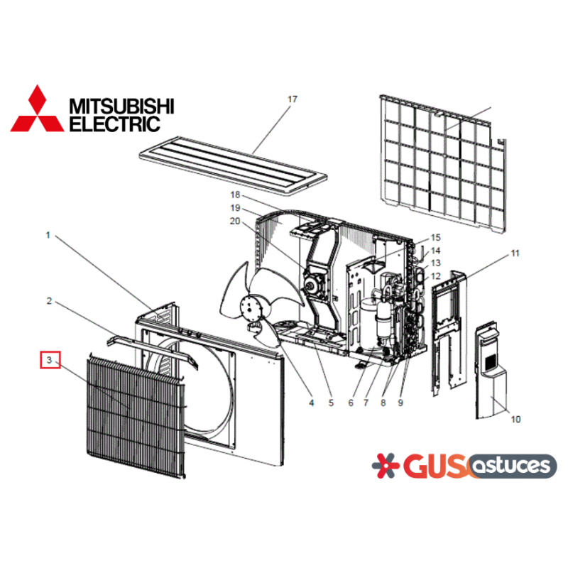 Grille de refoulement E22J63521 Mitsubishi