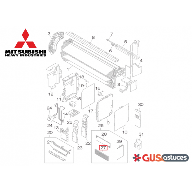 Filtre photocatalytique RKT437A005 Mitsubishi Heavy